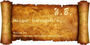 Weiger Barnabás névjegykártya